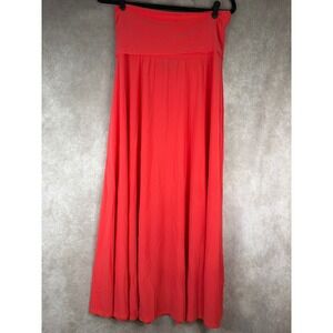 CURATIONS CARAVAN Women's Coral Maxi Skirt Size Large Made in USA Foldover Waist